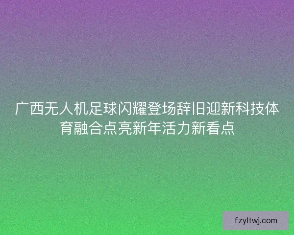 广西无人机足球闪耀登场辞旧迎新科技体育融合点亮新年活力新看点