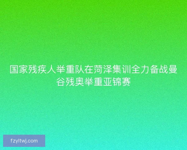 国家残疾人举重队在菏泽集训全力备战曼谷残奥举重亚锦赛
