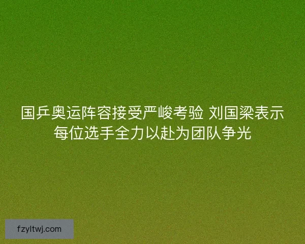 国乒奥运阵容接受严峻考验 刘国梁表示每位选手全力以赴为团队争光